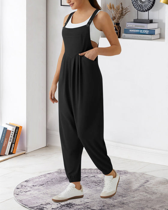 Jumpsuit Uni Farbe Plissiert