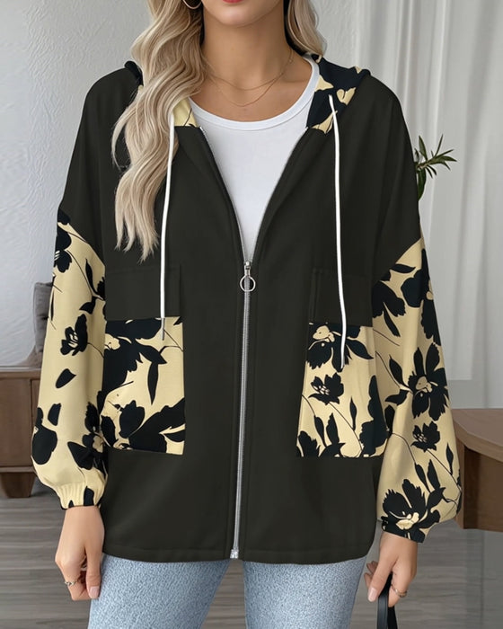 bedruckter Hoodie mit Kordelzug
