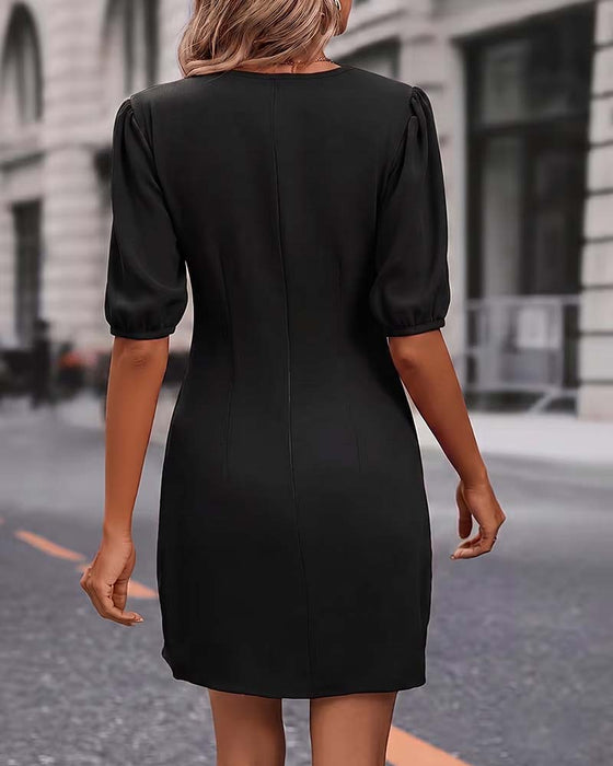 Kleid Puffärmel Wickel