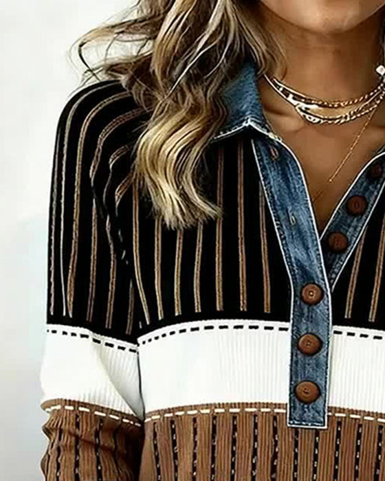 Ein vielseitiges Colorblock-Sweatshirt mit Button-Down-Kragen