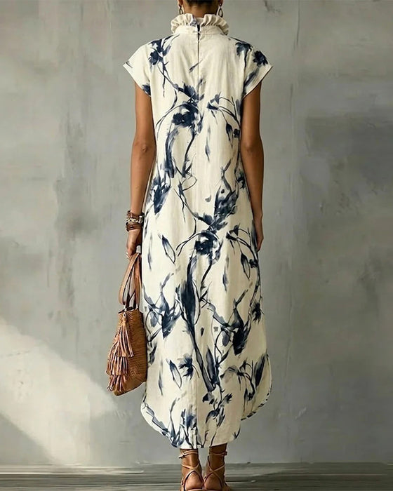 Kleid Tintenblau Stehkragen Ärmellos