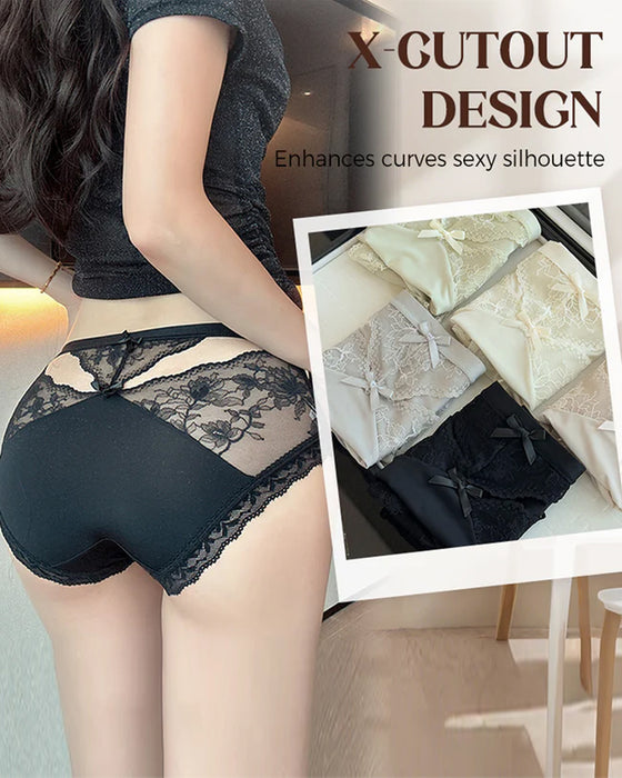 Damen-Spitzenpanty Mit Mittlerer Taille