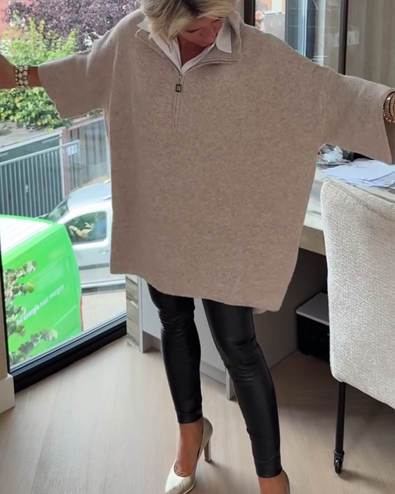 Pullover Stehkragen Halbzip Locker