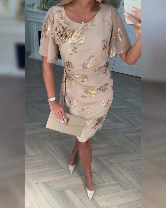 Kleid Bronzierend Taillenschonend Elegant