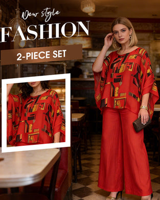 Zweiteiler Geometrischer Druck Weite Hose