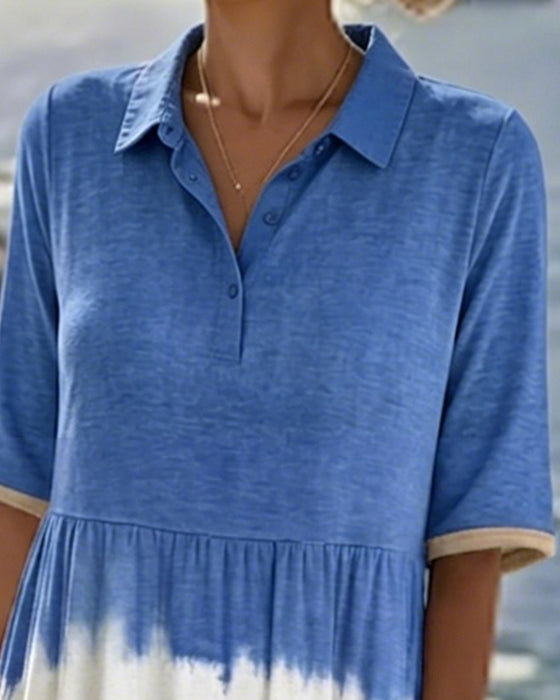 Kleid Gradient Polo Kragen Midi