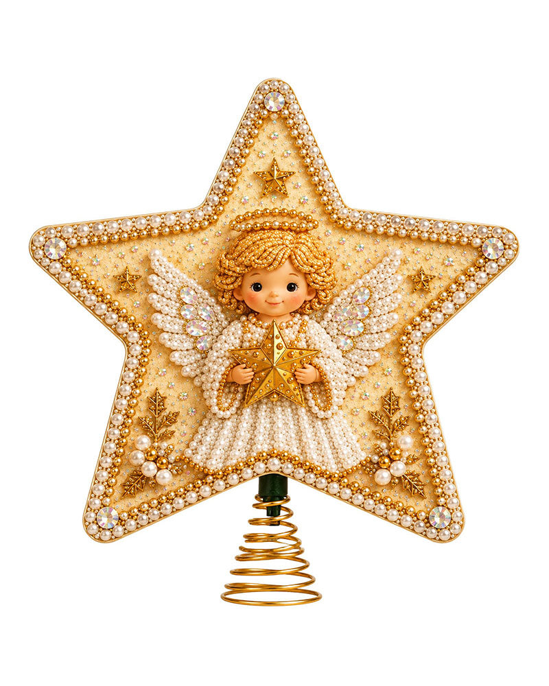 DIY Fünfzackiger Stern Diamantmalerei Weihnachtsbaumspitze