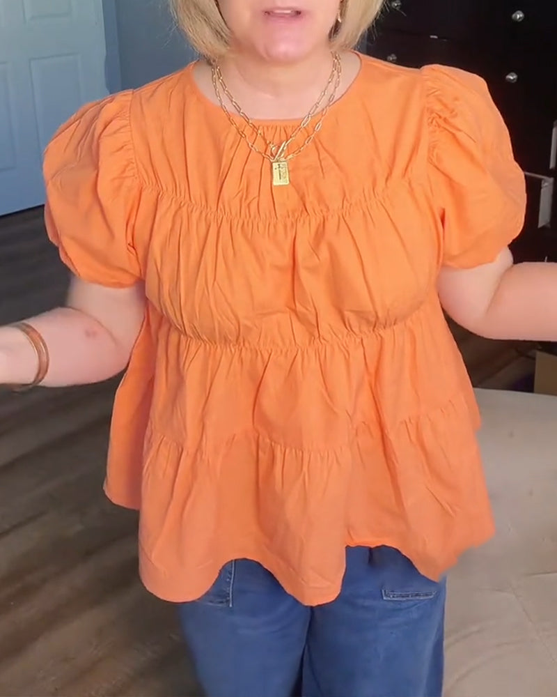 Bluse Puffärmel Loose Fit Rüschen