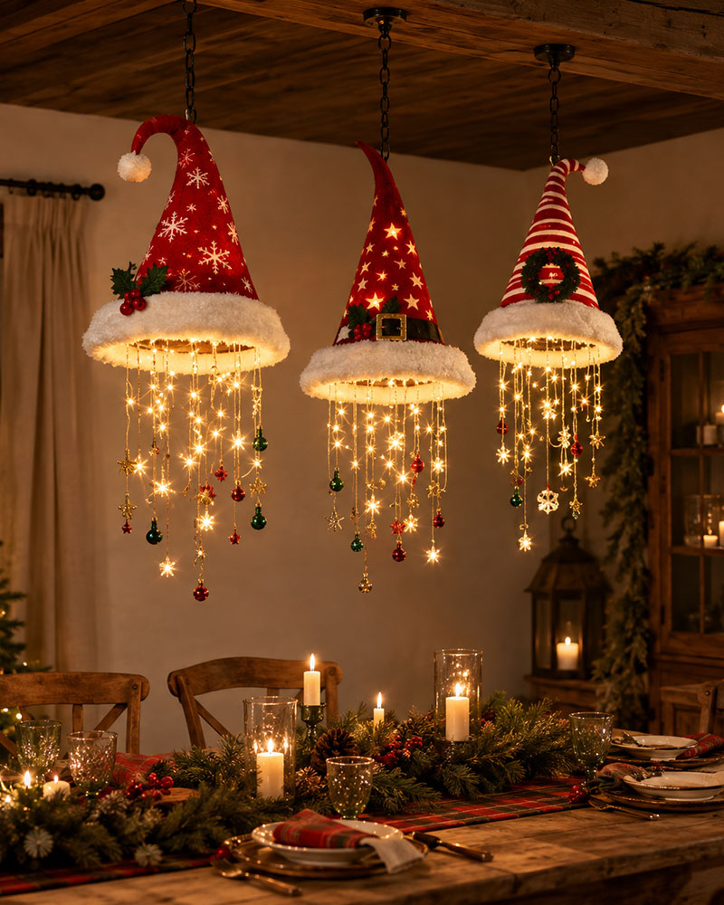 🎅 Beleuchteter Weihnachtsmannhut Hängender Kronleuchter🎄