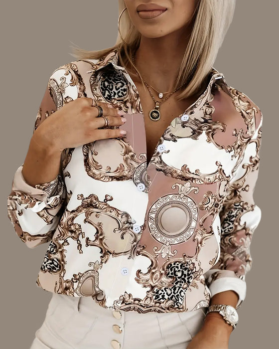 Bluse Mit Old Money Stil Und Knopf-Vorderdesign