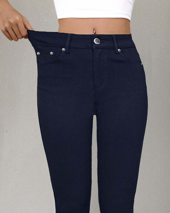 Hose Damen Tasche Einfarbig Skinny Lässig