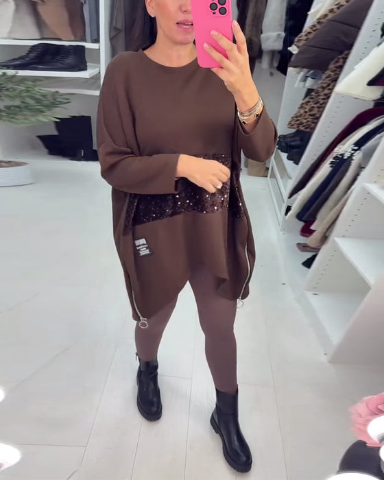 Weiter oversized Sweatshirt mit Pailletten