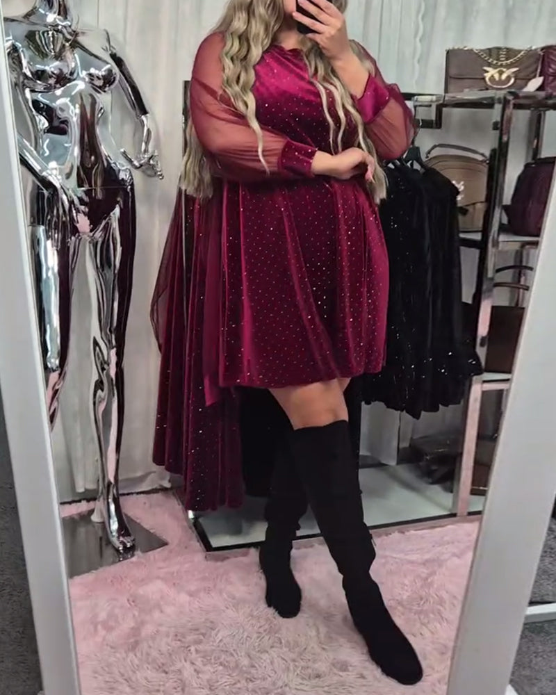 Kleid Mesh Langarm Elegant