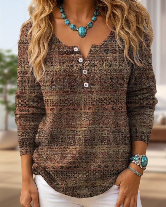 Top Mit Vintage-Stil, Lockerer Atmosphäre Und Knöpfe Detail