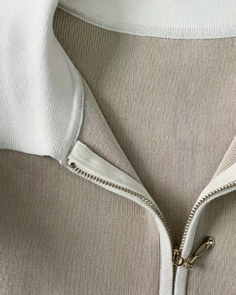 Bluse Kontrastfarbe Revers Kurzarm