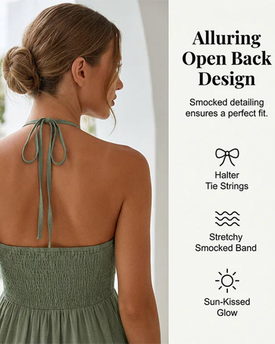 Kleid Neckholder Bandeau Mehrlagige Rüsche