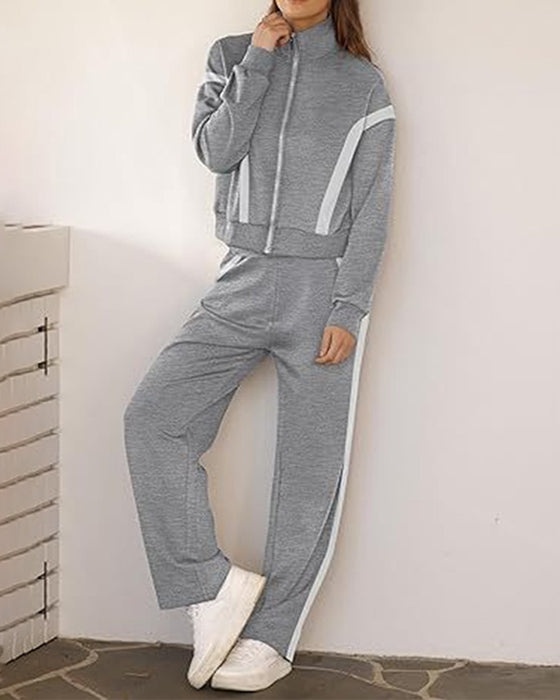 Zweiteilig Set Mit Sporty - Casual Stil Merkmalen Von Jacke Und Hosen