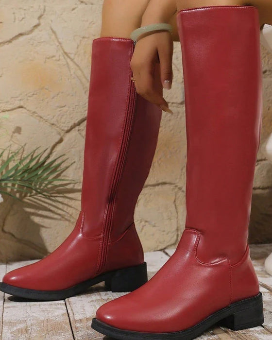 Damen modische Stiefel in Wadenhöhe mit seitlichem Reißverschluss