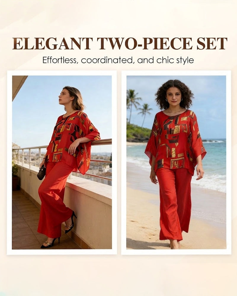 Zweiteiler Geometrischer Druck Weite Hose