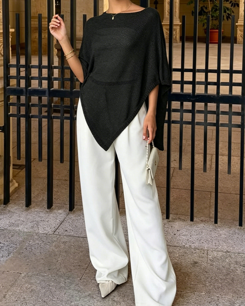 Pullover Umhang-Stil Pullover Einfarbig