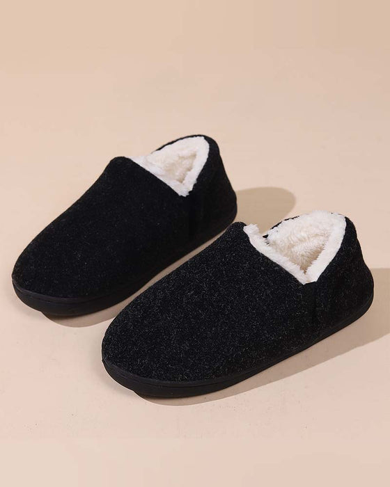 Plüschige, einfarbige All-Inclusive-Flachschuhe
