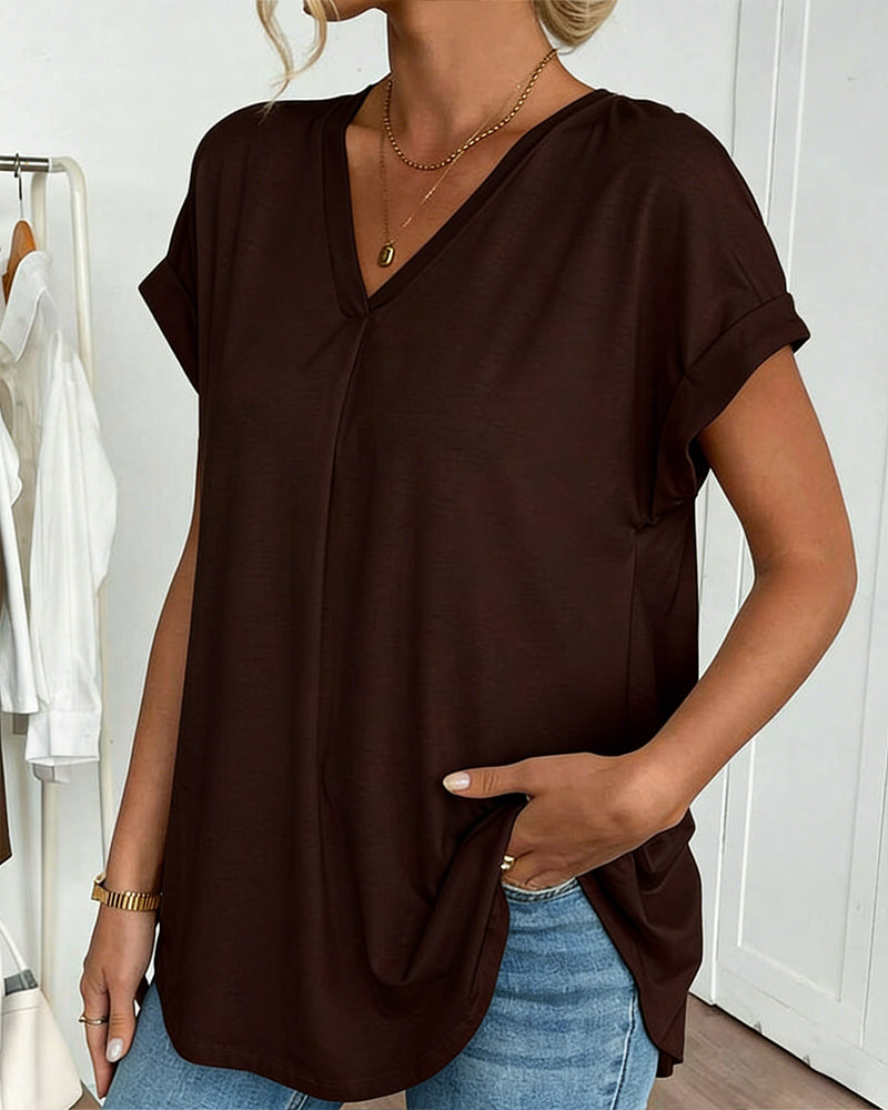 T-Shirt kurzärmelig einfarbig Patchwork