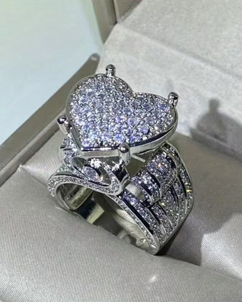 Pave Herzförmiges Ring-Set für Damen