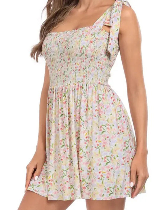 Kleid Damen Blumig Mini Mit Integrierten Shorts