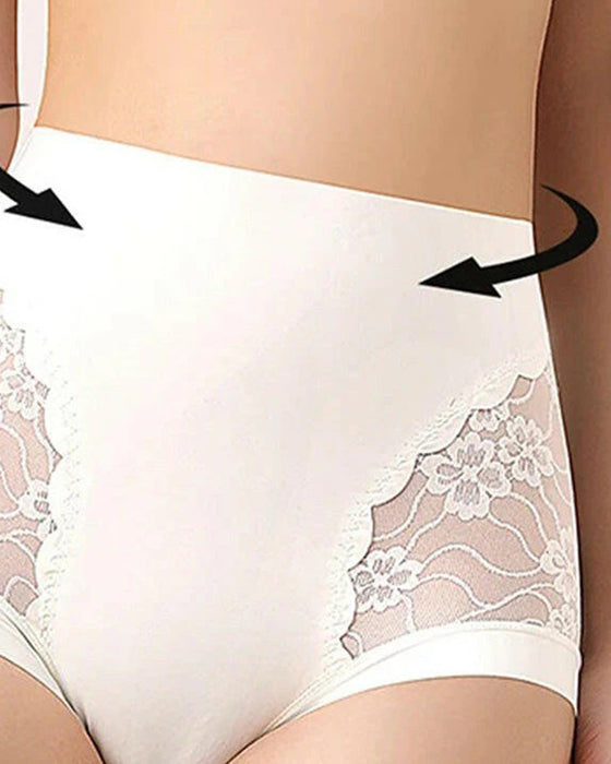 Damen hohe Taille Spitze nahtlos elastisch seidig Unterwäsche