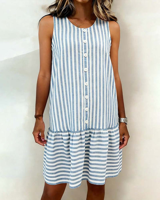 Dress Ärmellos Gestreift A-Linie