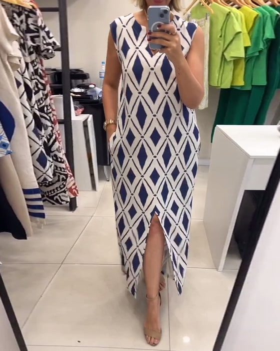 Kleid Ärmellos Diamantschlitz