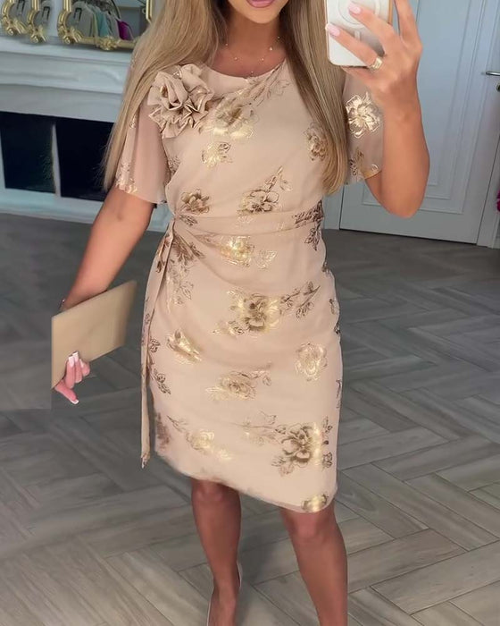 Kleid Bronzierend Taillenschonend Elegant