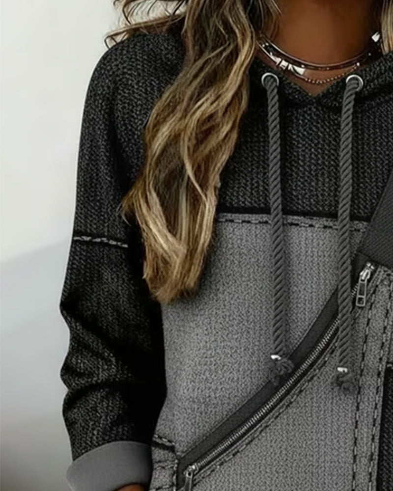 Stylischer Kapuzenpullover Mit Farbblockmuster