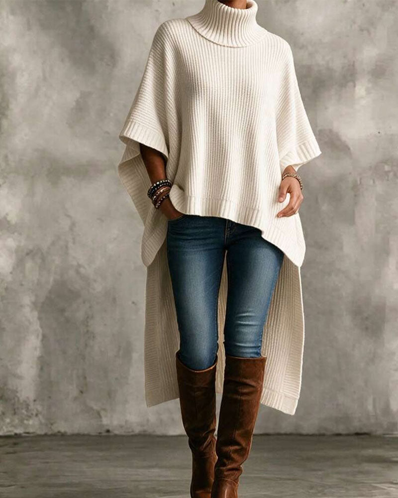 Pullover Turtleneck Cape Unregelmäßig