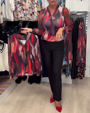 Bluse elegant langarm bedruckt