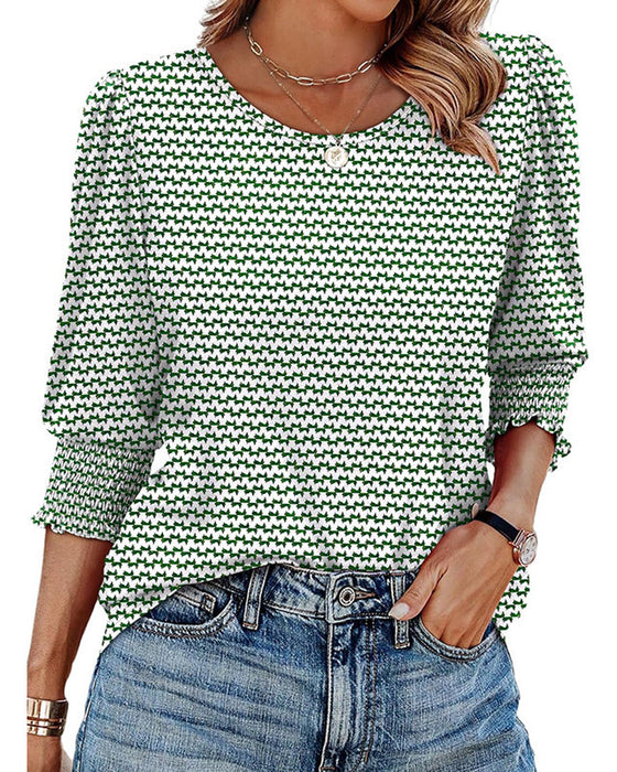 Bluse Puffärmel Bedruckt