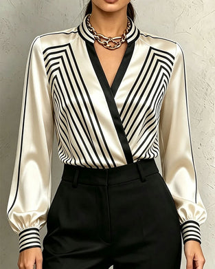 Bluse Gestreift Trendy Langarm