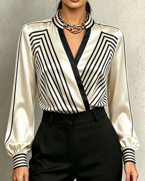 Bluse Gestreift Trendy Langarm