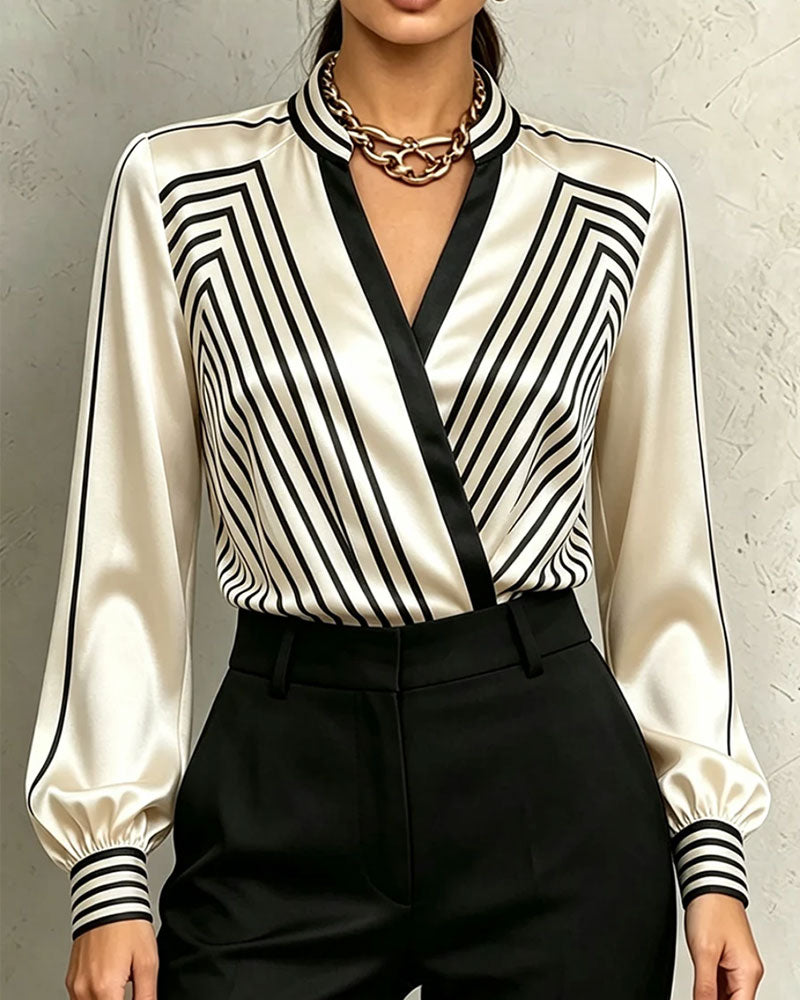 Bluse Gestreift Trendy Langarm