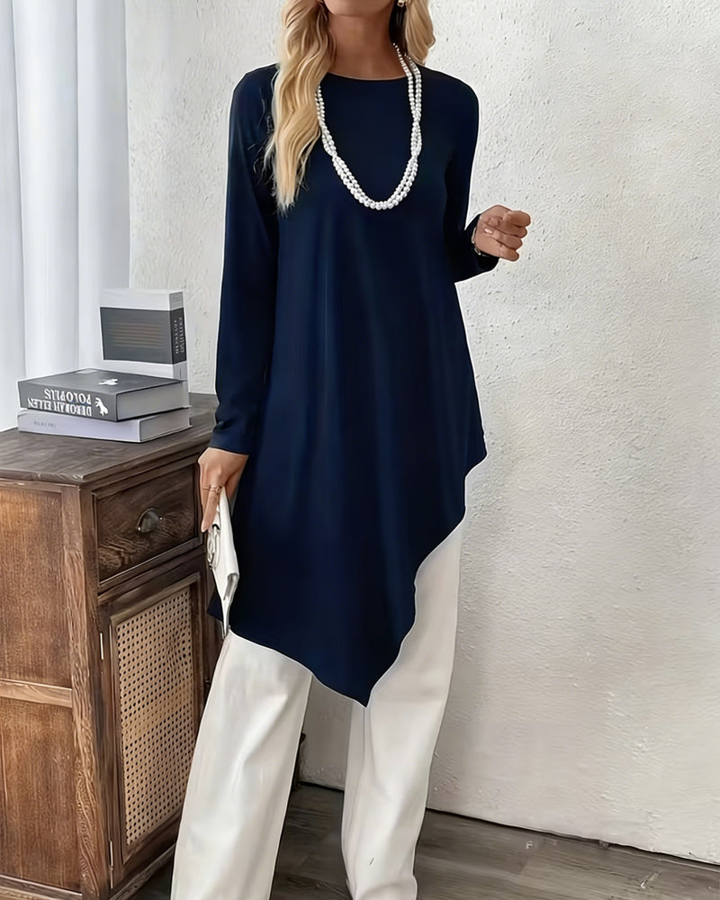 Top Asymmetrisch Midilänge Unifarben