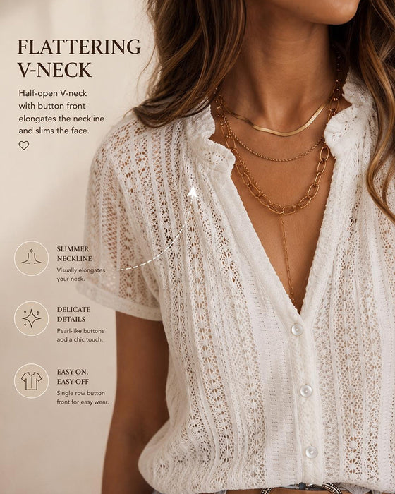 Bluse Ausschnitt Cardigan Kurzarm