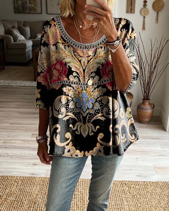 Bluse Bohemian durchbrochen bedruckt