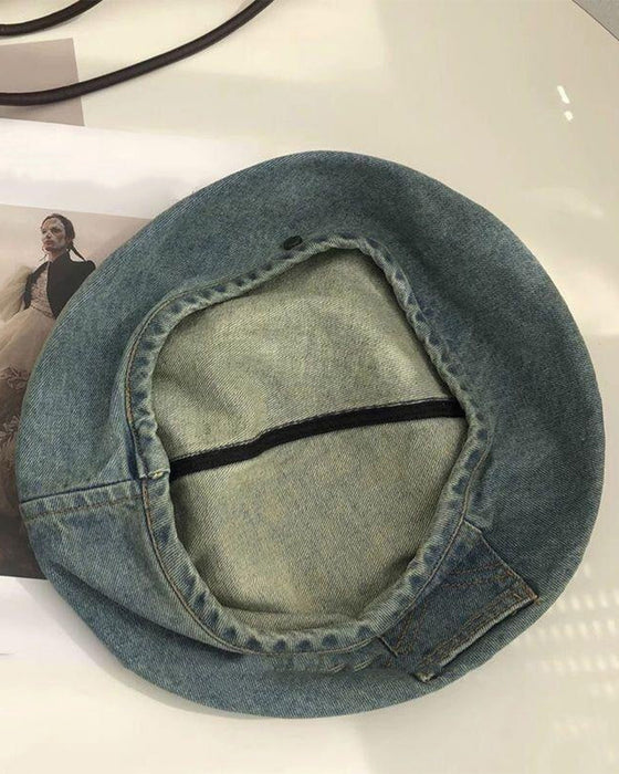 Baskenmütze Damen Vintage Denim