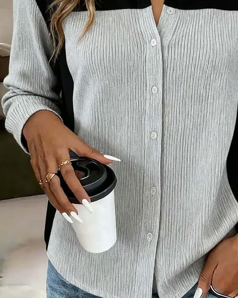 Hemd Rippstoff Colorblock Casual