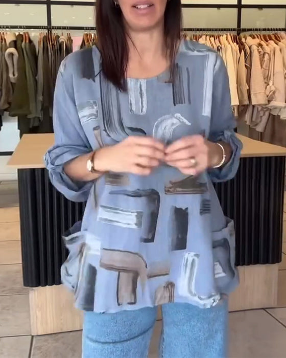 T-Shirt lässig bedruckt Rundhals