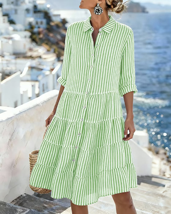 Kleid Vertikal Gestreiftes Hemd