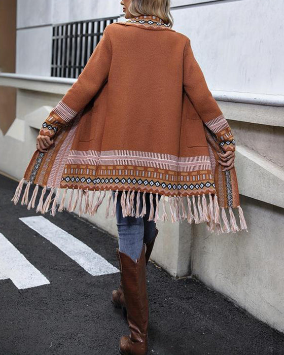 Cardigan Mit Böhmisch-Stil, Retro Und Fransen Merkmalen