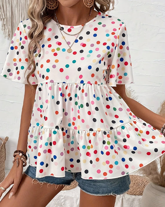 Bluse Bunt Polka Dot Babydoll