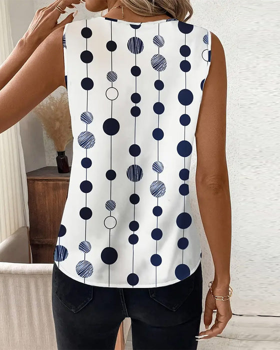 T-Shirt lässig Polka Dot Print ärmellos