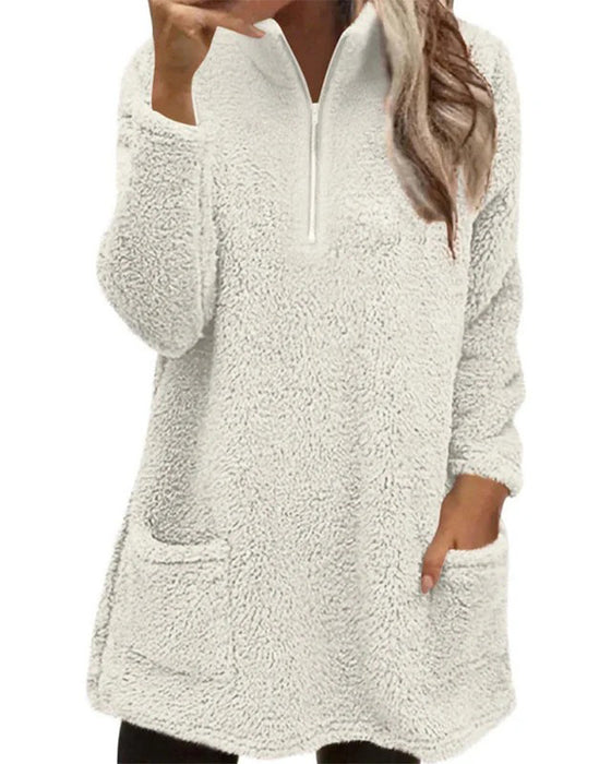 Sweatshirt Einfarbig Stehkragen